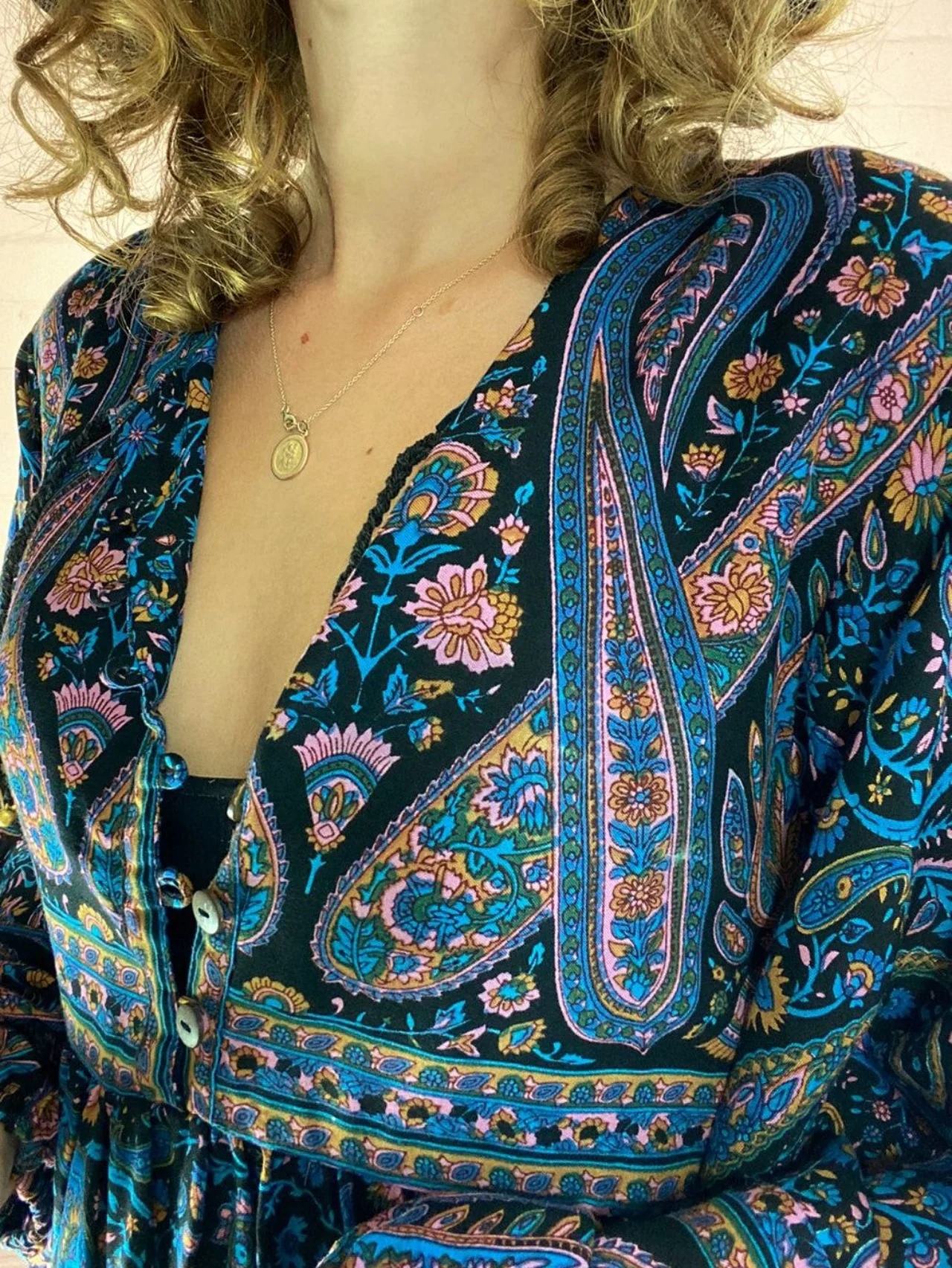 Florence Smock Top in Midnight Sapphire Paisley Floral - Image 10