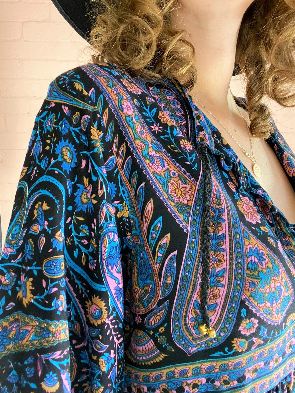 Florence Smock Top in Midnight Sapphire Paisley Floral - Image 4