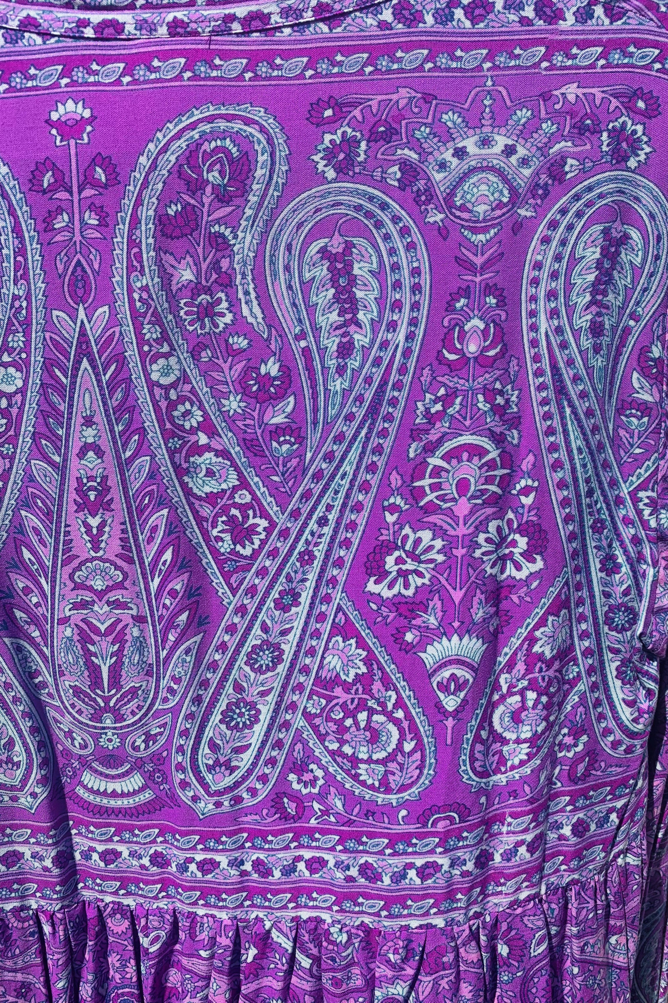 Florence Smock Top in Orchid Purple Paisley Floral - Image 3