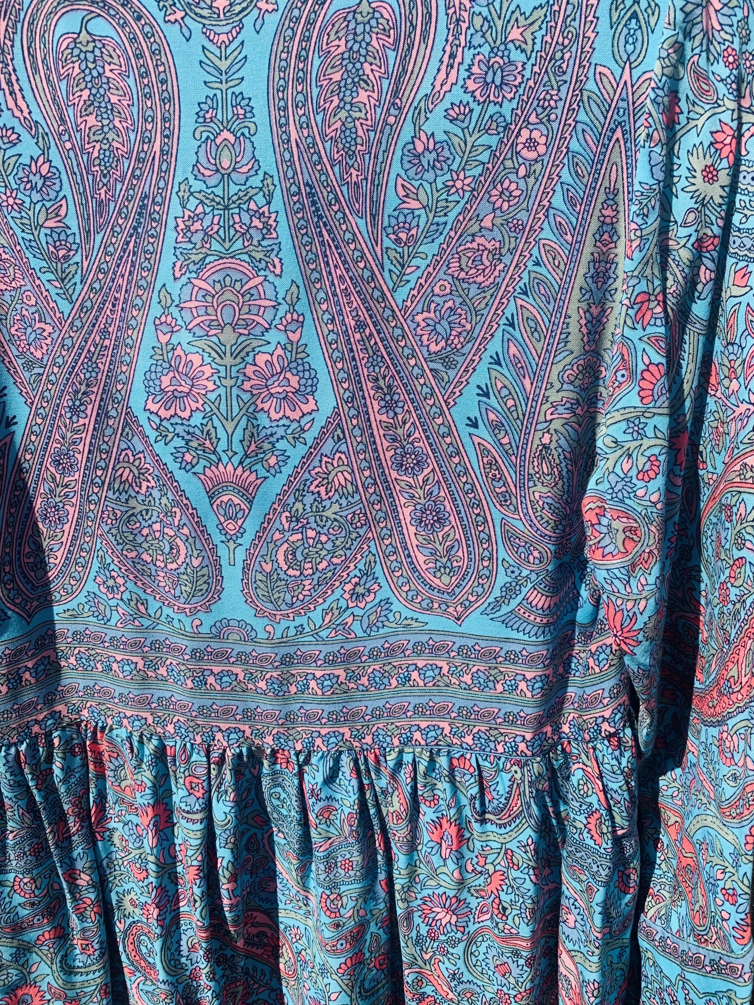 Florence Smock Top in Powder Blue & Peach Paisley Floral - Image 5