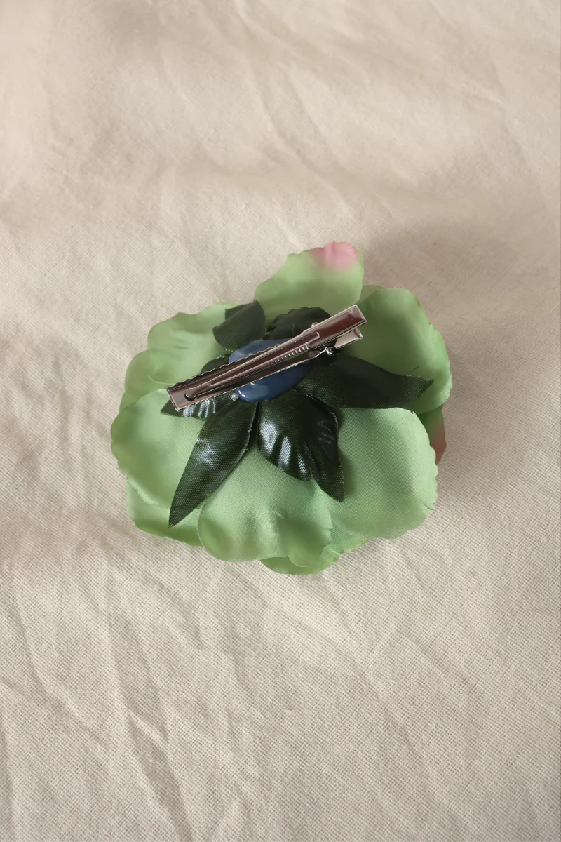 Jade Green Flower Barrette - Image 2
