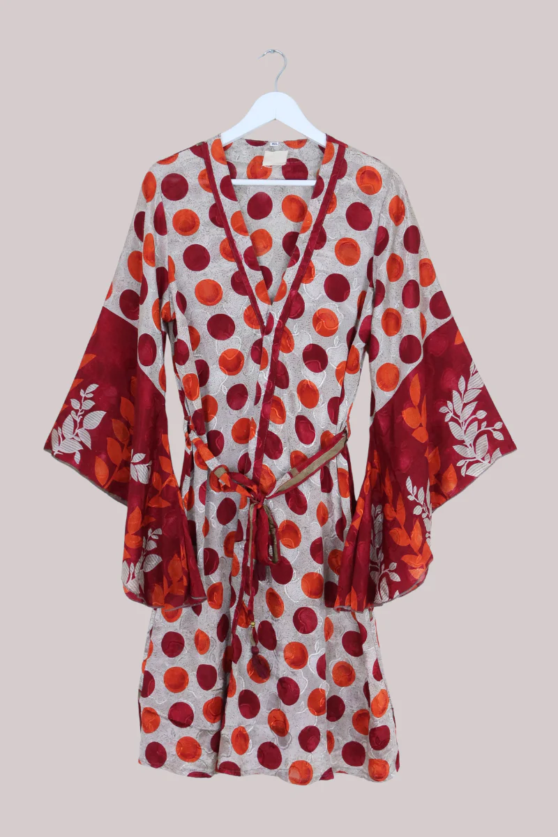 Gemini Kimono in Blood Moon Polka - Size L/XL