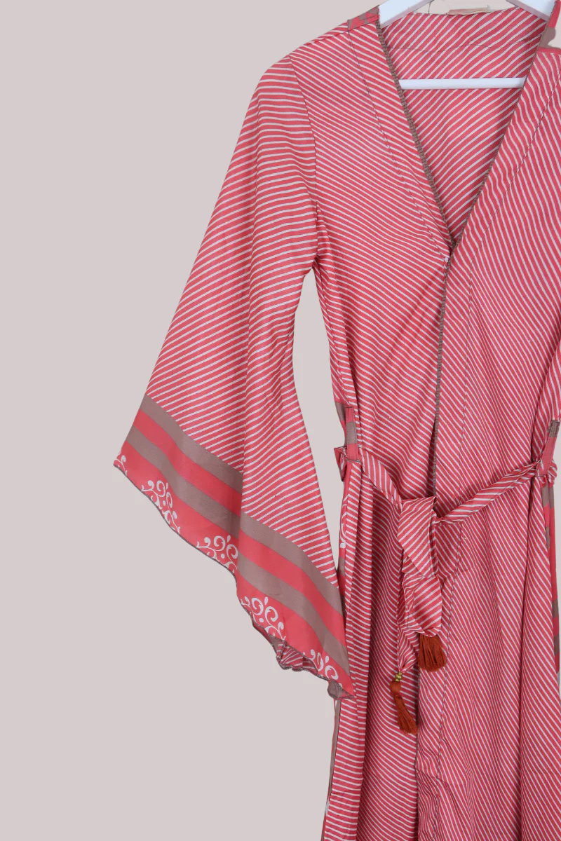 Gemini Kimono in Faded Coral Stripes - Size M - Image 2