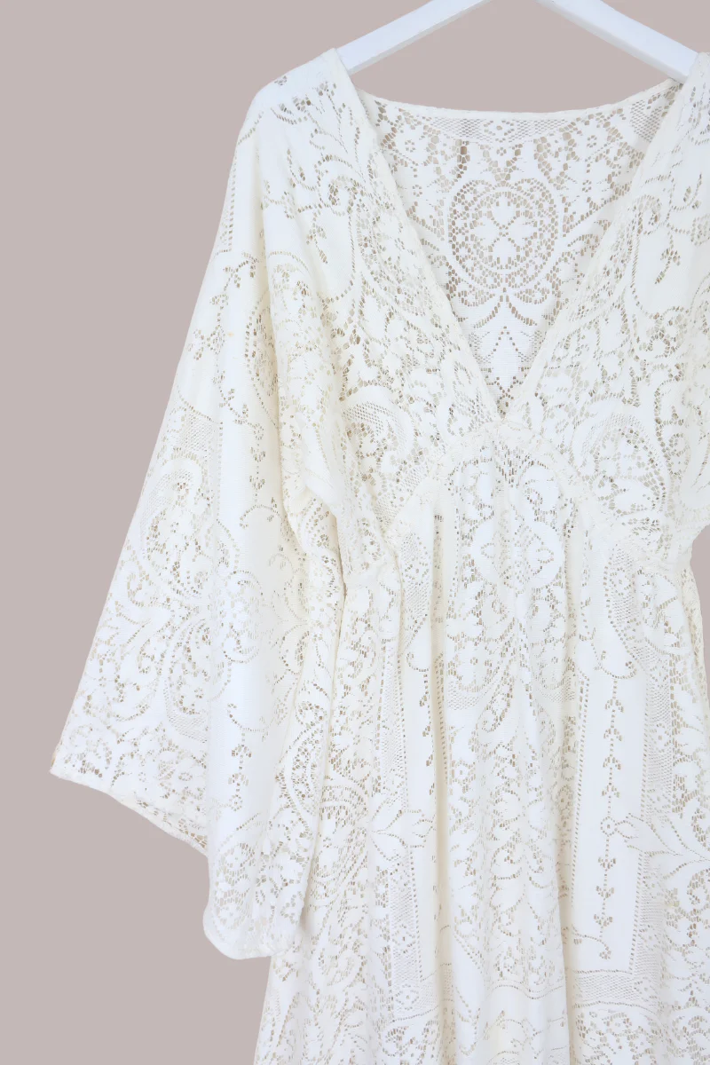 Giselle Maxi Dress in Ceramic White Lace - Size M/L - Image 2