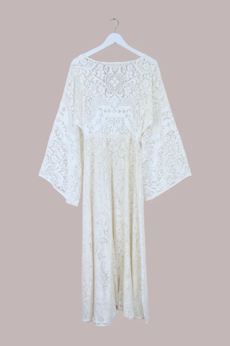 Giselle Maxi Dress in Ceramic White Lace - Size M/L - Image 3