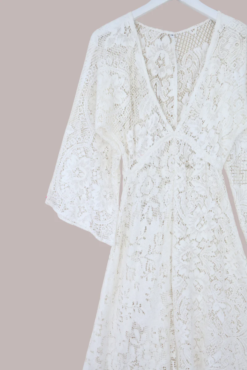 Giselle Maxi Dress in Wildflower White Lace - Size XS - Image 2