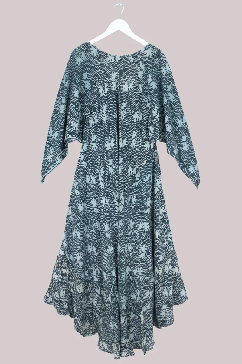 Goddess Pure Silk Dress - Monochrome Polka Florals - Size XL/XXL - Image 3