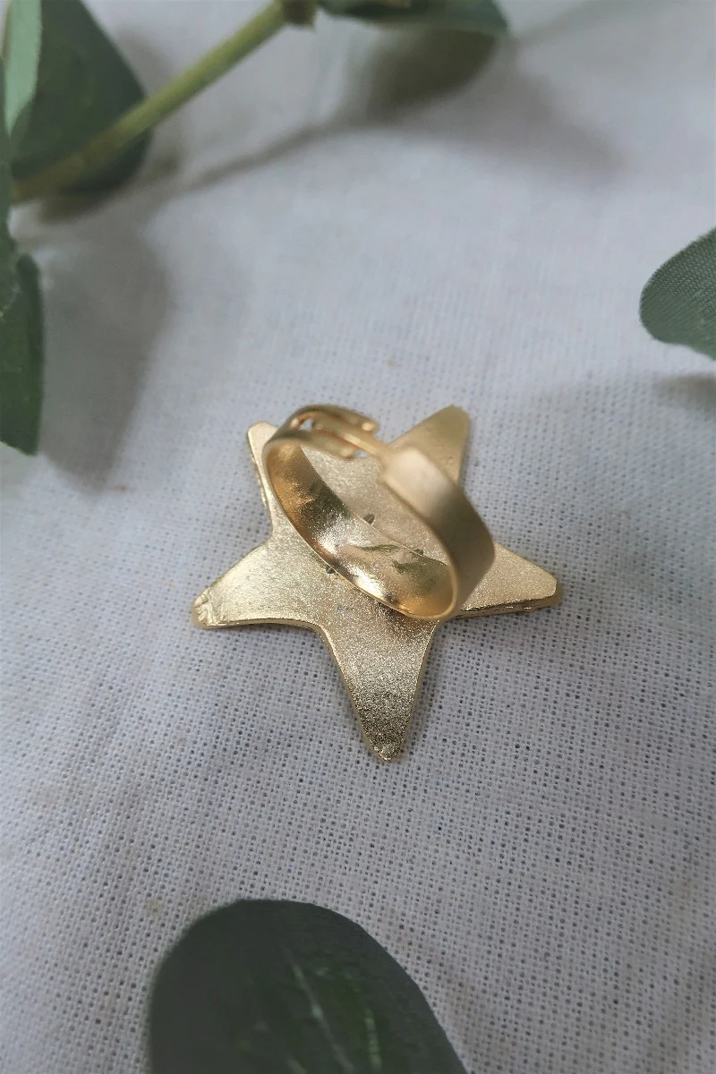 Star Light, Star Bright- Gold plated Brass Ring - Image 3