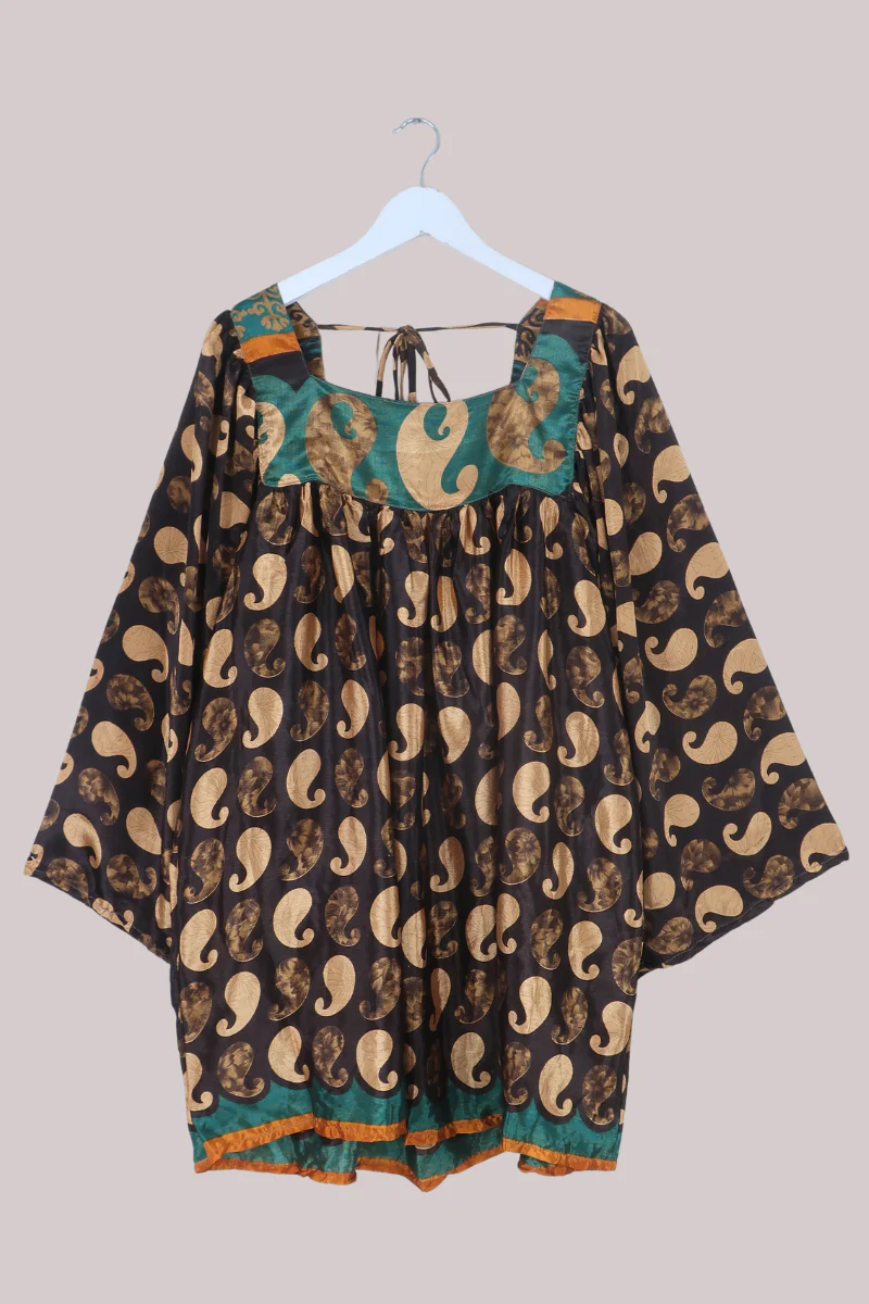 Honey Mini Dress in Cocoa Brown Paisley - Free Size