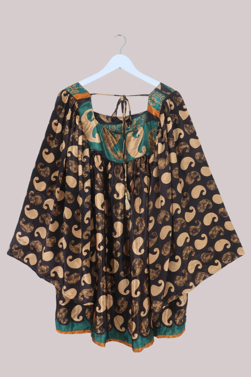 Honey Mini Dress in Cocoa Brown Paisley - Free Size - Image 3