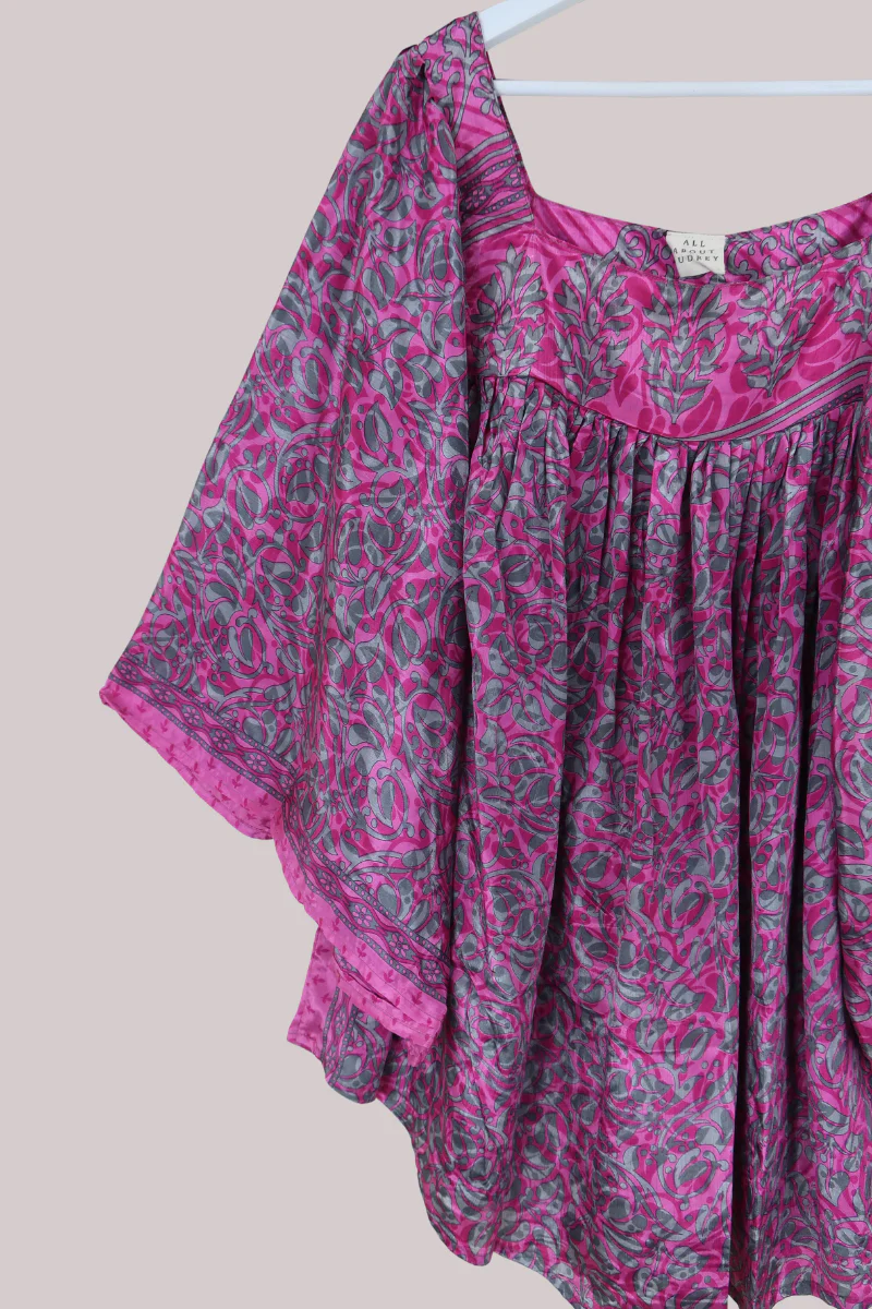 Honey Top in Flamingo & Silver Crawling Vines - Free Size - Image 2