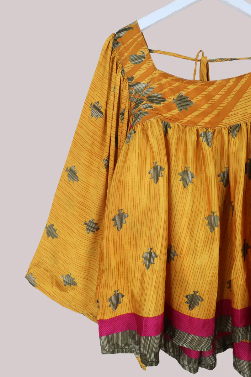 Honey Top in Mustard Yellow Leaves - Free Size - Image 2