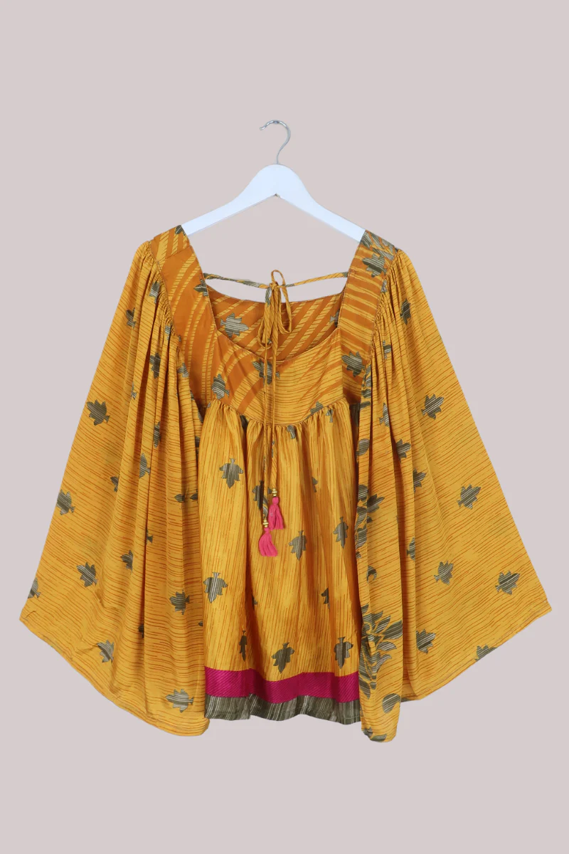 Honey Top in Mustard Yellow Leaves - Free Size - Image 3