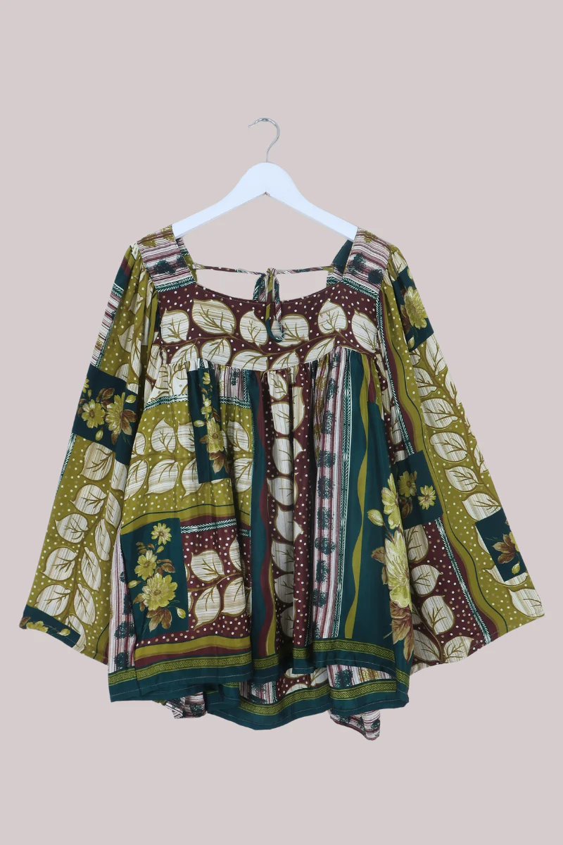 Honey Top in Olive Autumn Patchwork - Free Size