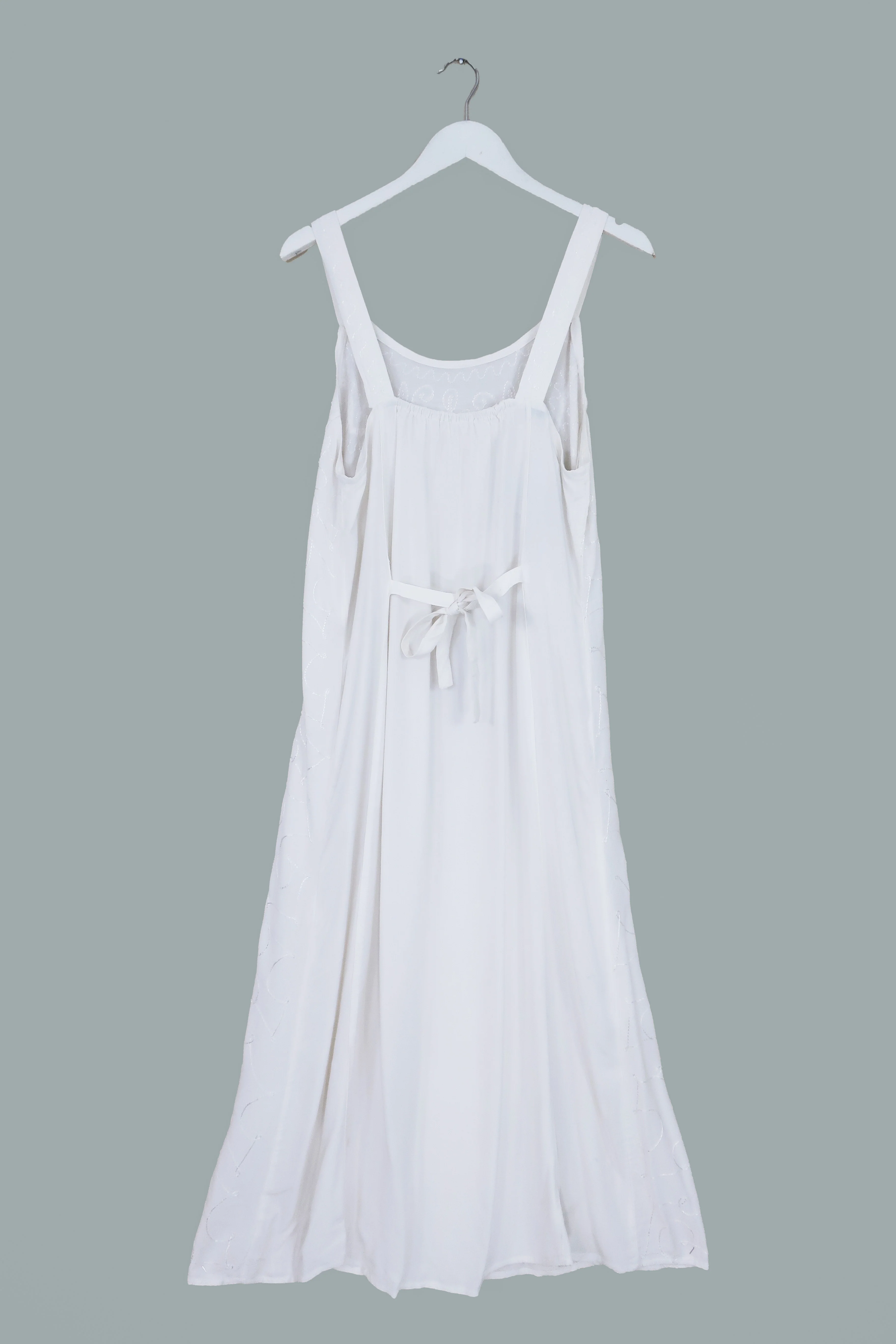 Indian Embroidered Strappy Maxi in Grecian White - Image 5