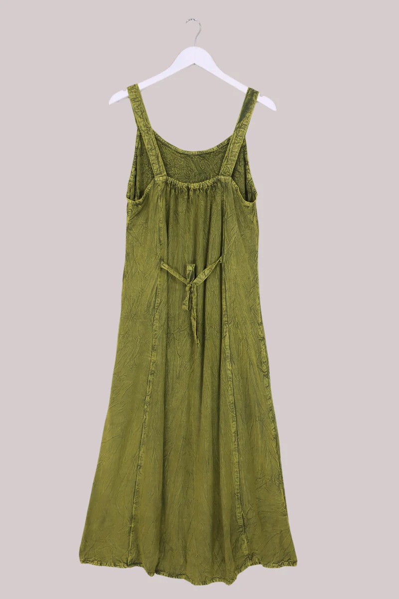Indian Embroidered Strappy Maxi in Lime Green - Image 5