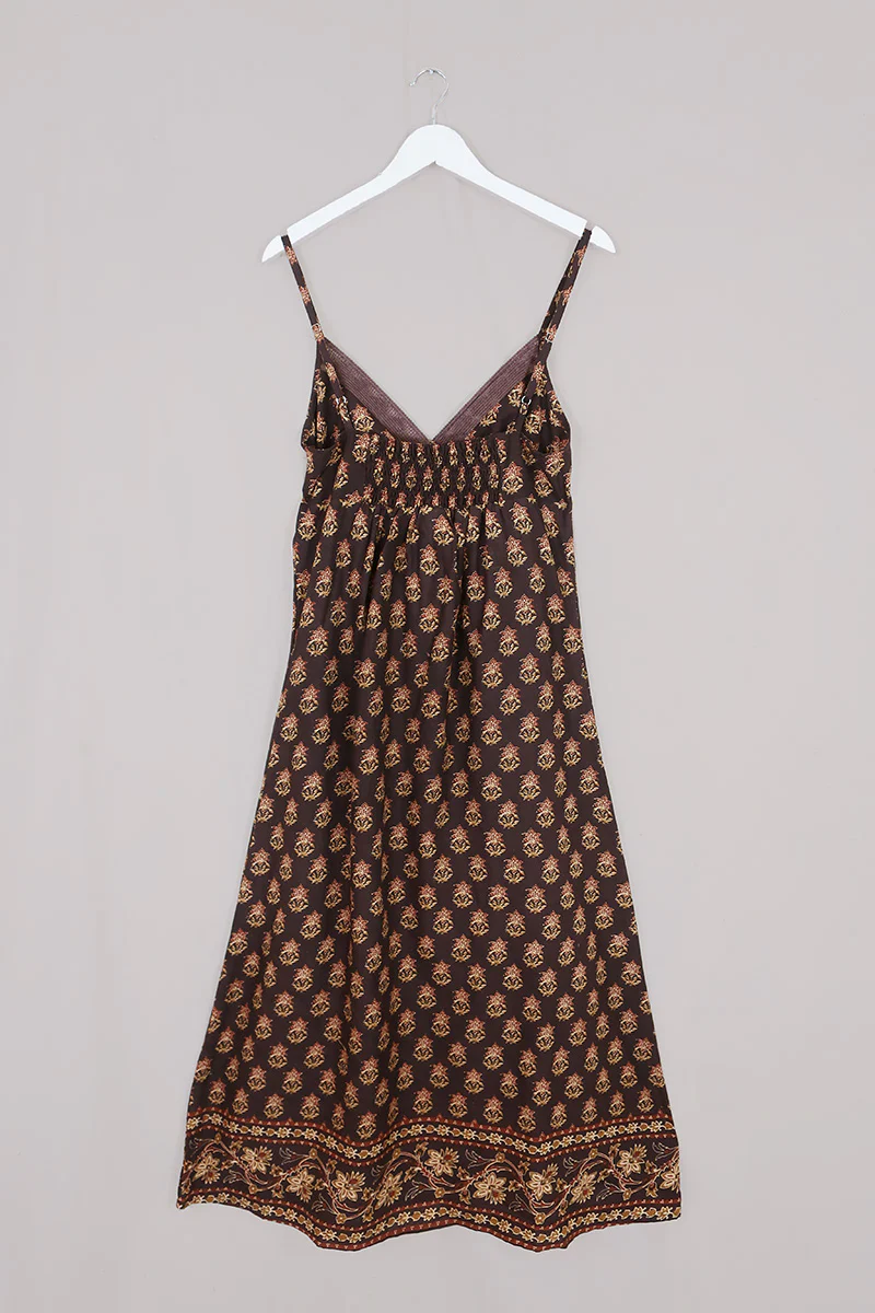 Isobel Maxi Dress in Saddle Brown Block Print Floral - Image 6
