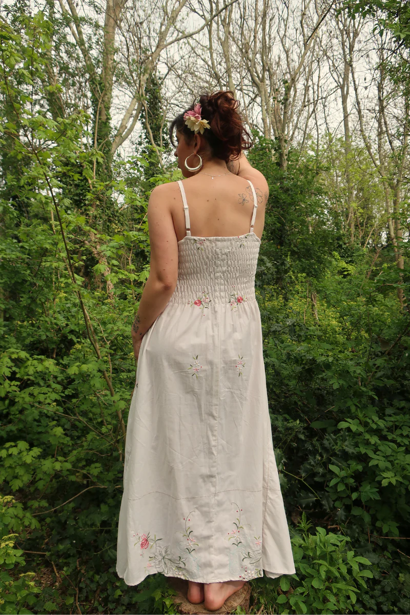 Juliet Vintage Tablecloth Maxi Dress in Garden at the Heart of the Labyrinth - Image 5
