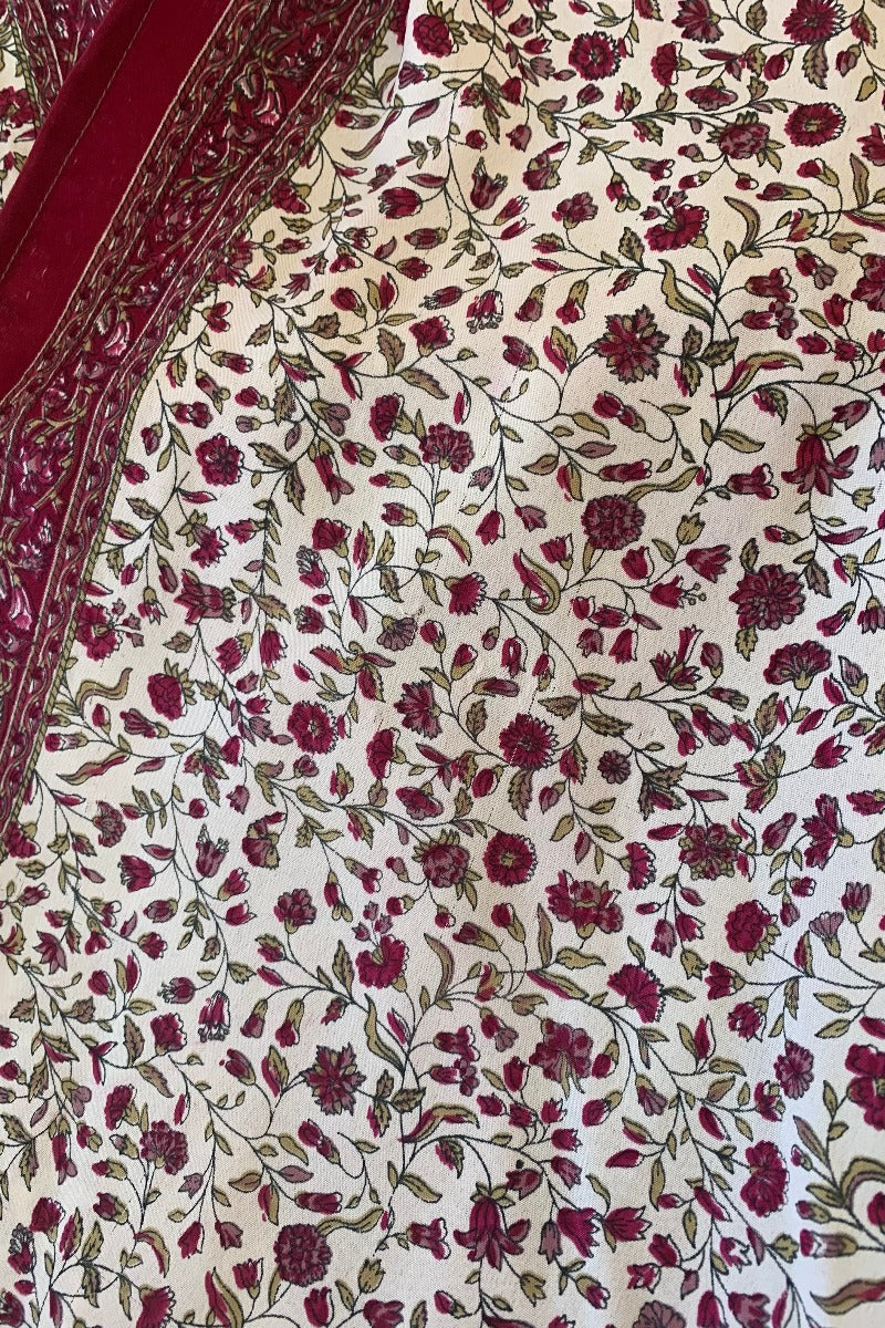 Karina Kimono Jacket - Vintage Sari - Salt White & Rosehip Wildflower - Free Size S/M - Image 6