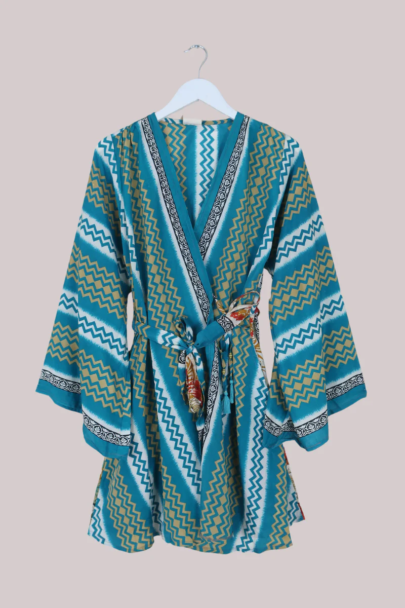 Karina Vintage Sari Jacket - Zig-Zags in the Sand - Size M/L