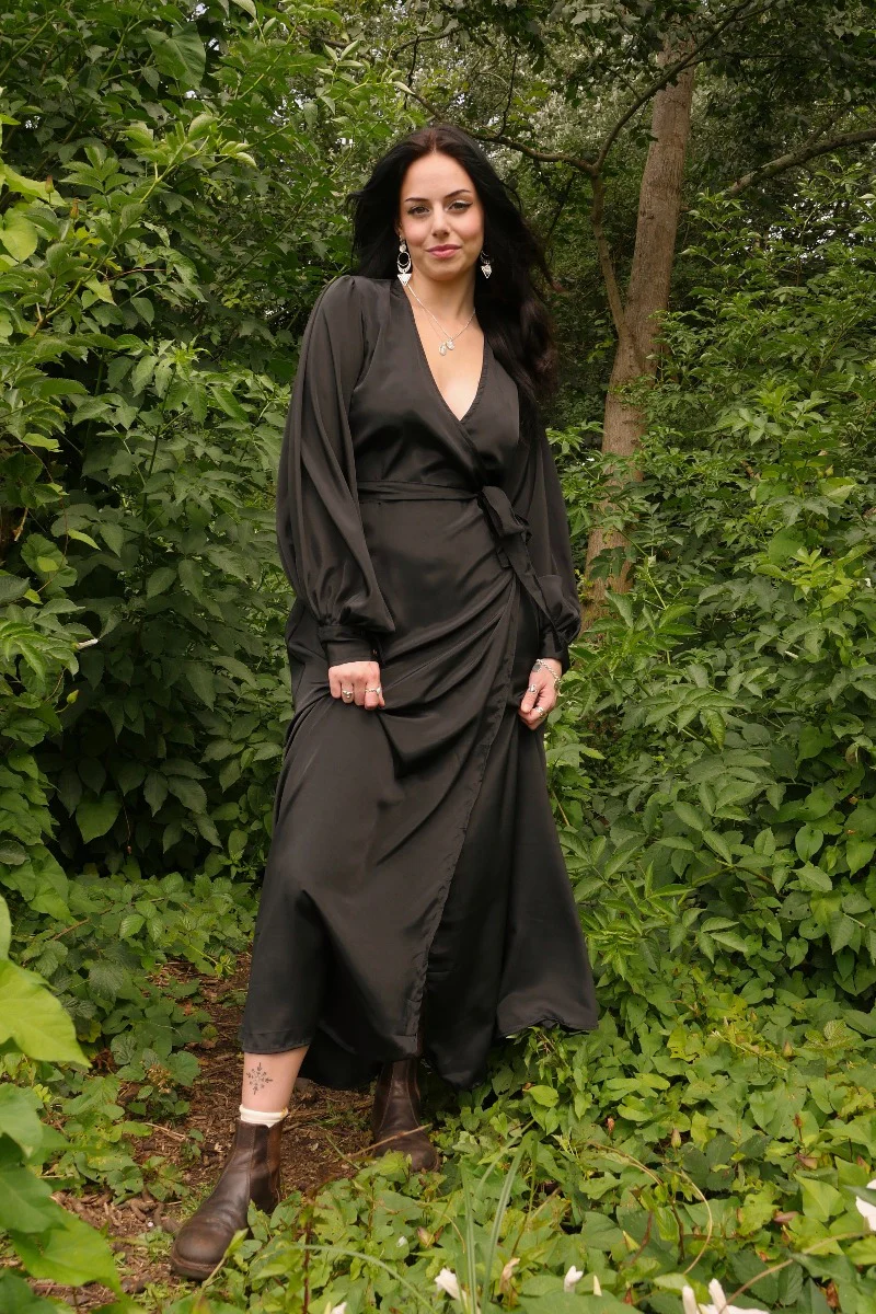 Khroma Lola Wrap Dress in Vampy Black - Image 3