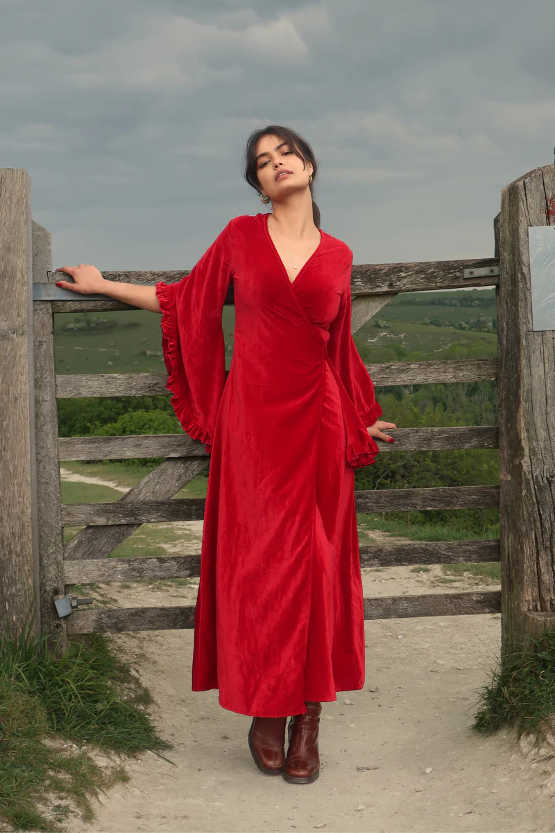 Khroma Venus Maxi Dress in Persephone Red Velvet - Image 3