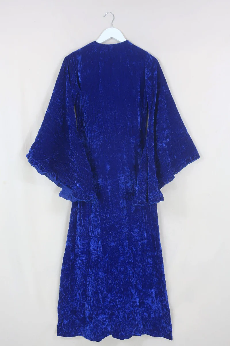 Khroma Venus Maxi Dress in Regal Blue Crushed Velvet - Image 3