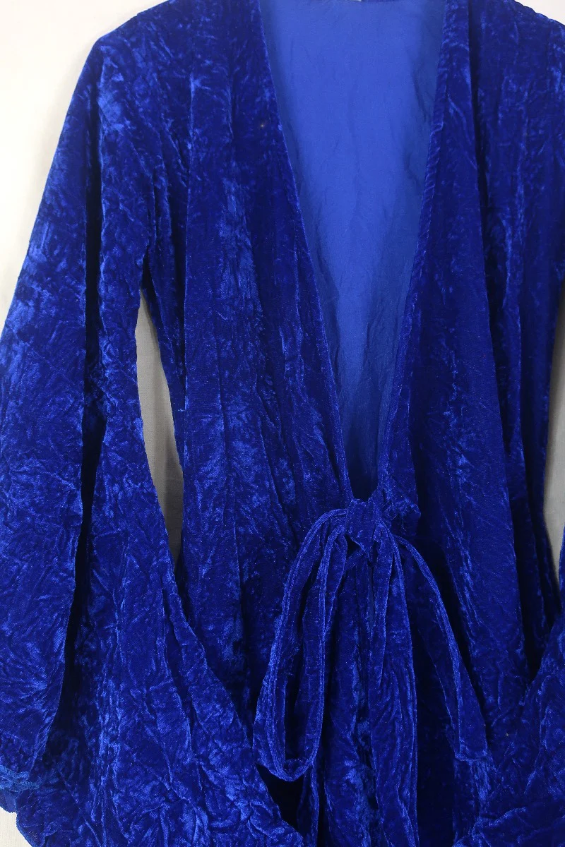 Khroma Venus Maxi Dress in Regal Blue Crushed Velvet - Image 4