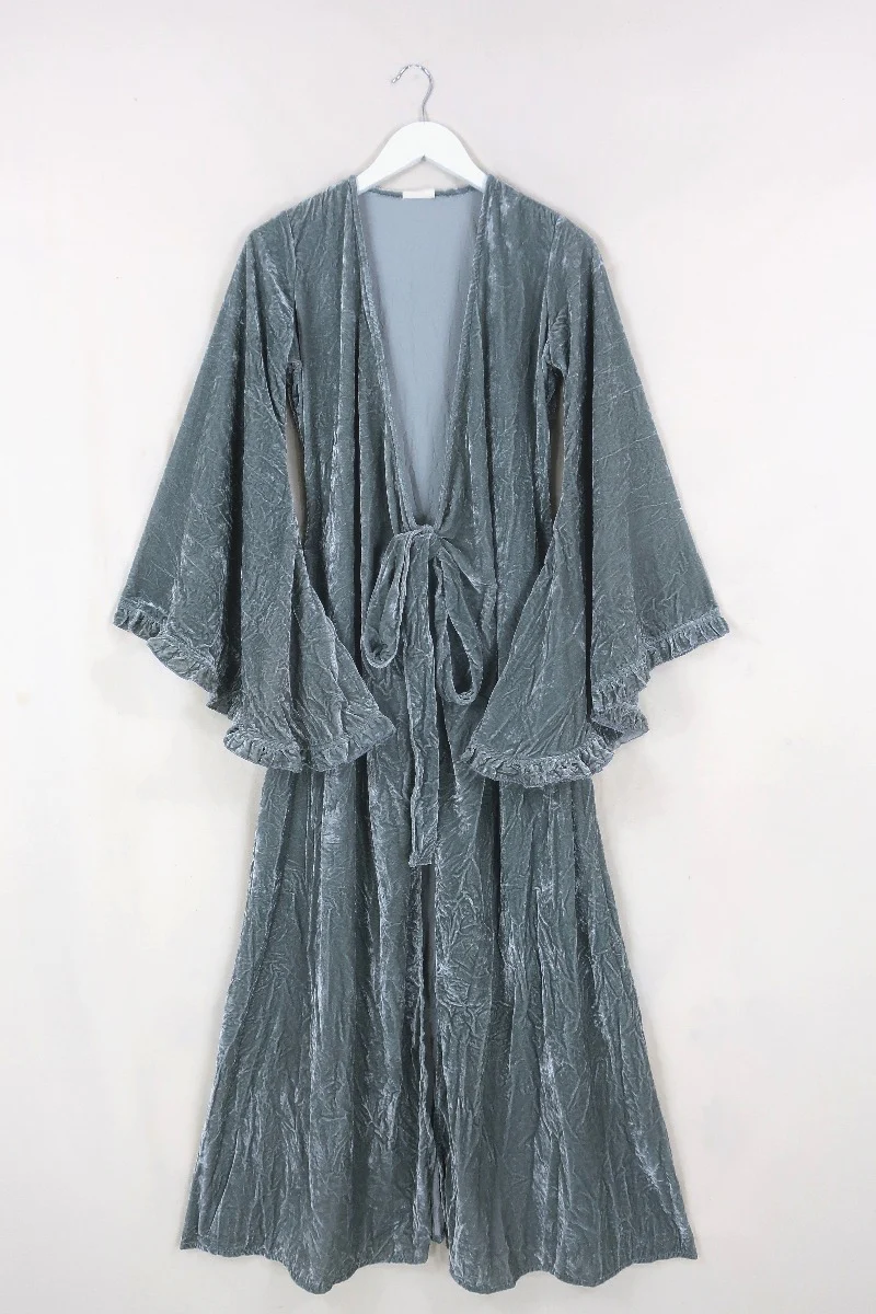 Khroma Venus Maxi Dress in Stardust Grey Crushed Velvet - Image 3
