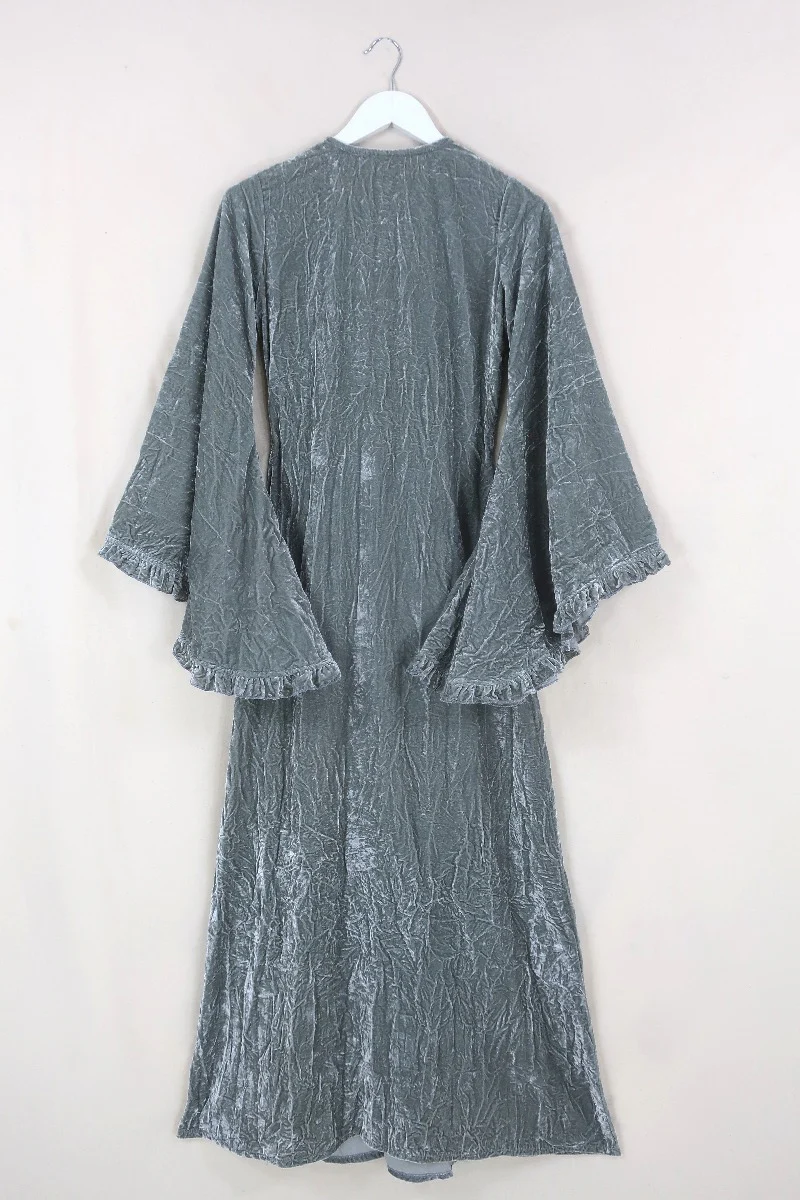 Khroma Venus Maxi Dress in Stardust Grey Crushed Velvet - Image 5