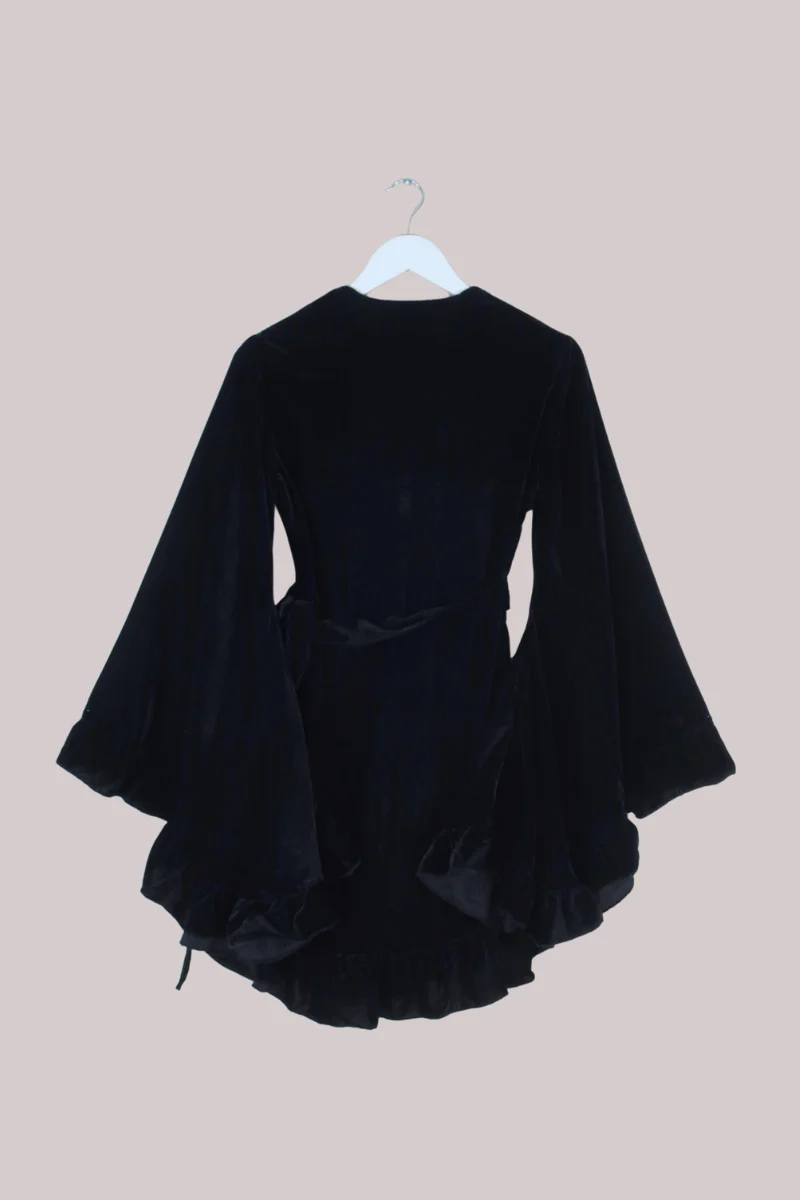 Khroma Venus Mini Wrap Dress in Morticia Black Velvet - Image 5