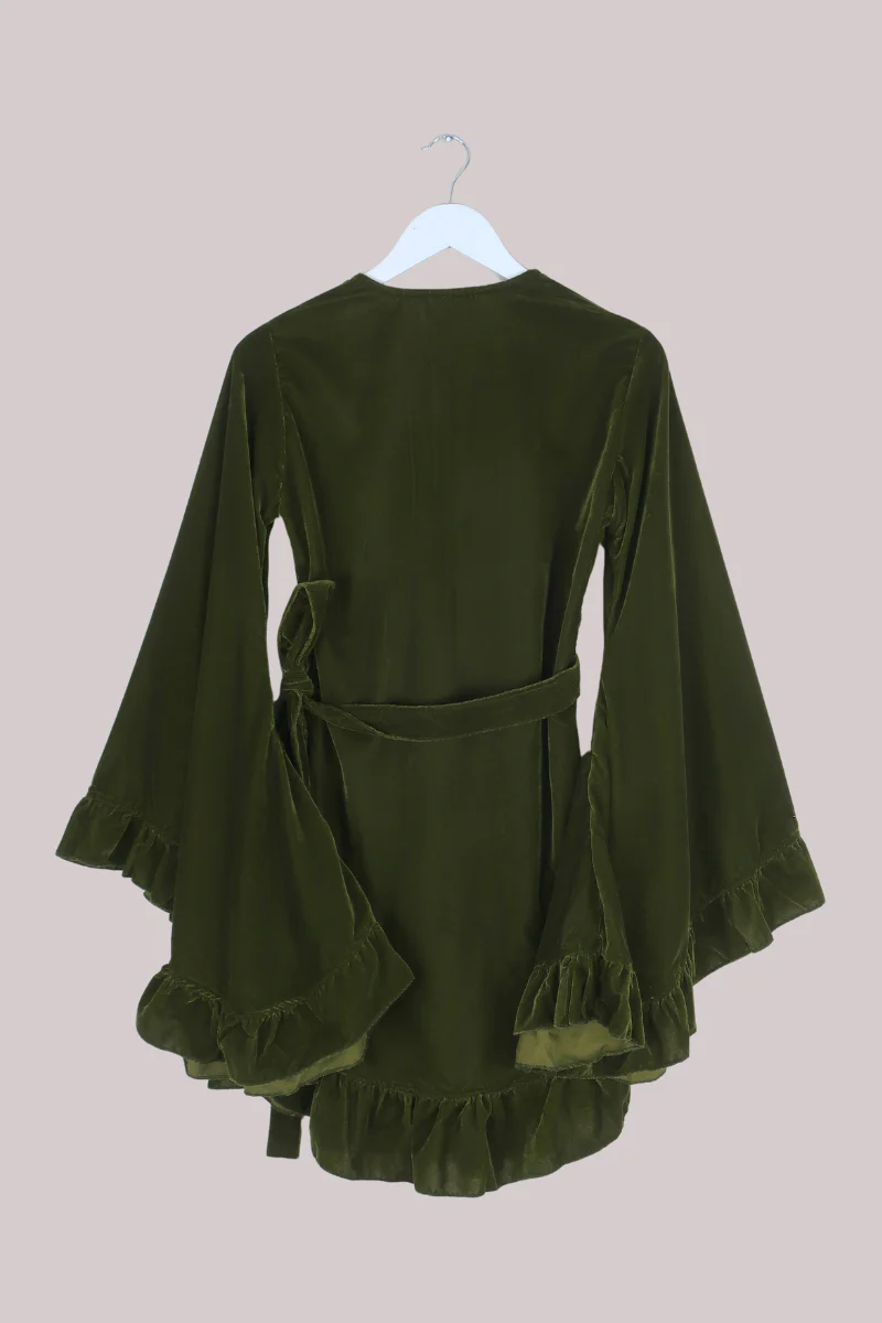Khroma Venus Mini Wrap Dress in Ophelia Green Velvet - Image 5