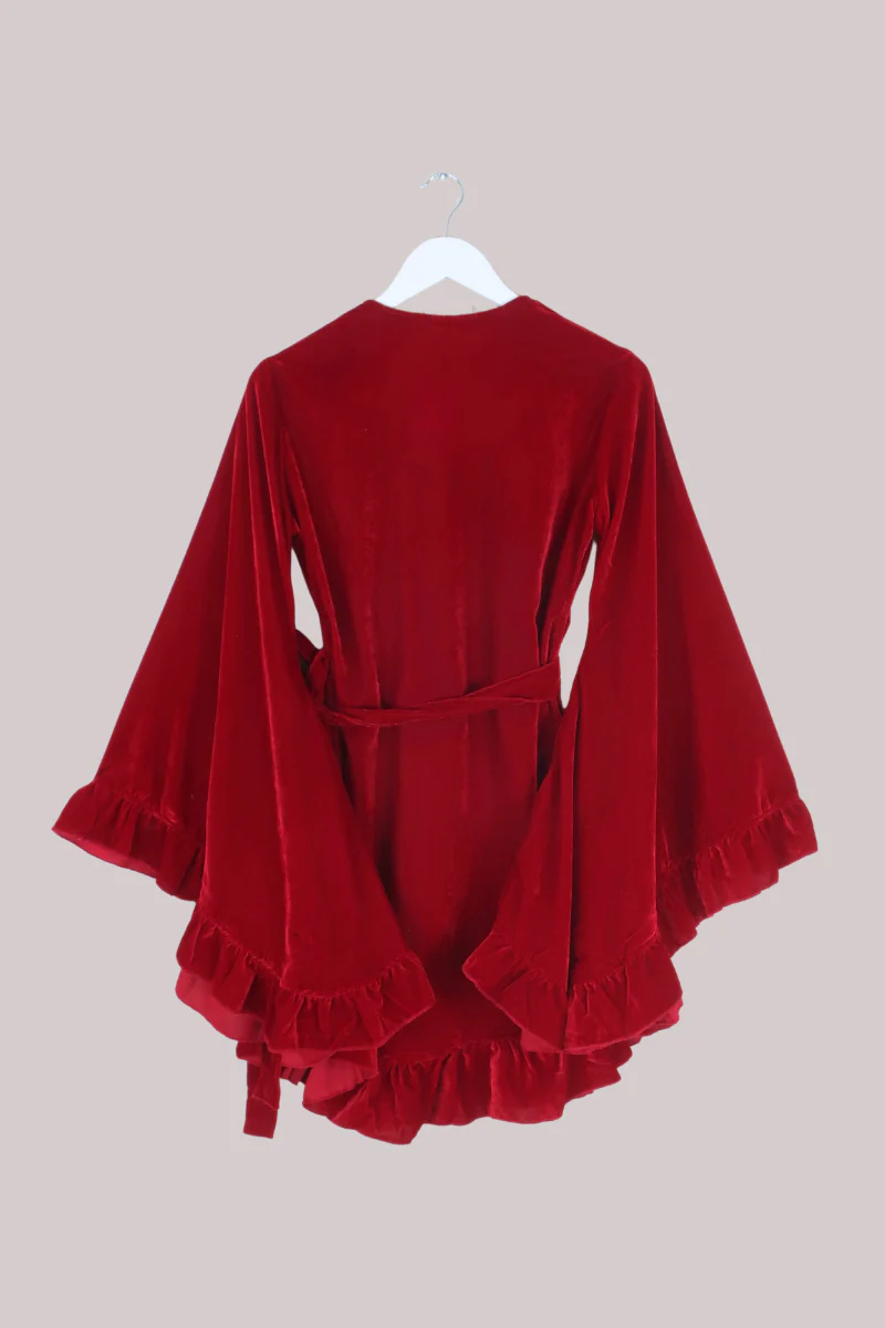 Khroma Venus Mini Wrap Dress in Persephone Red Velvet - Image 5