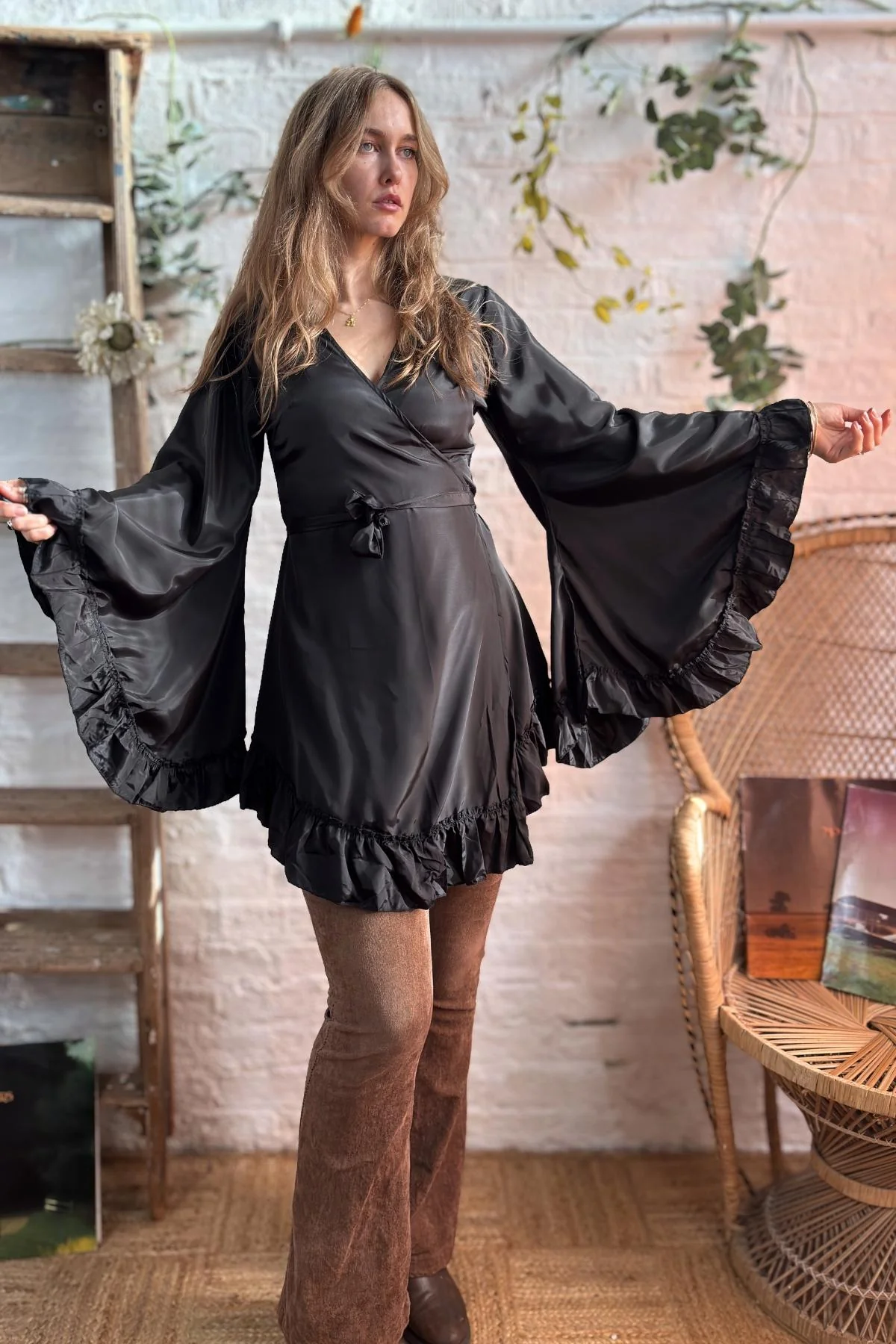 Khroma Venus Mini Wrap Dress in Vampy Black - Image 3