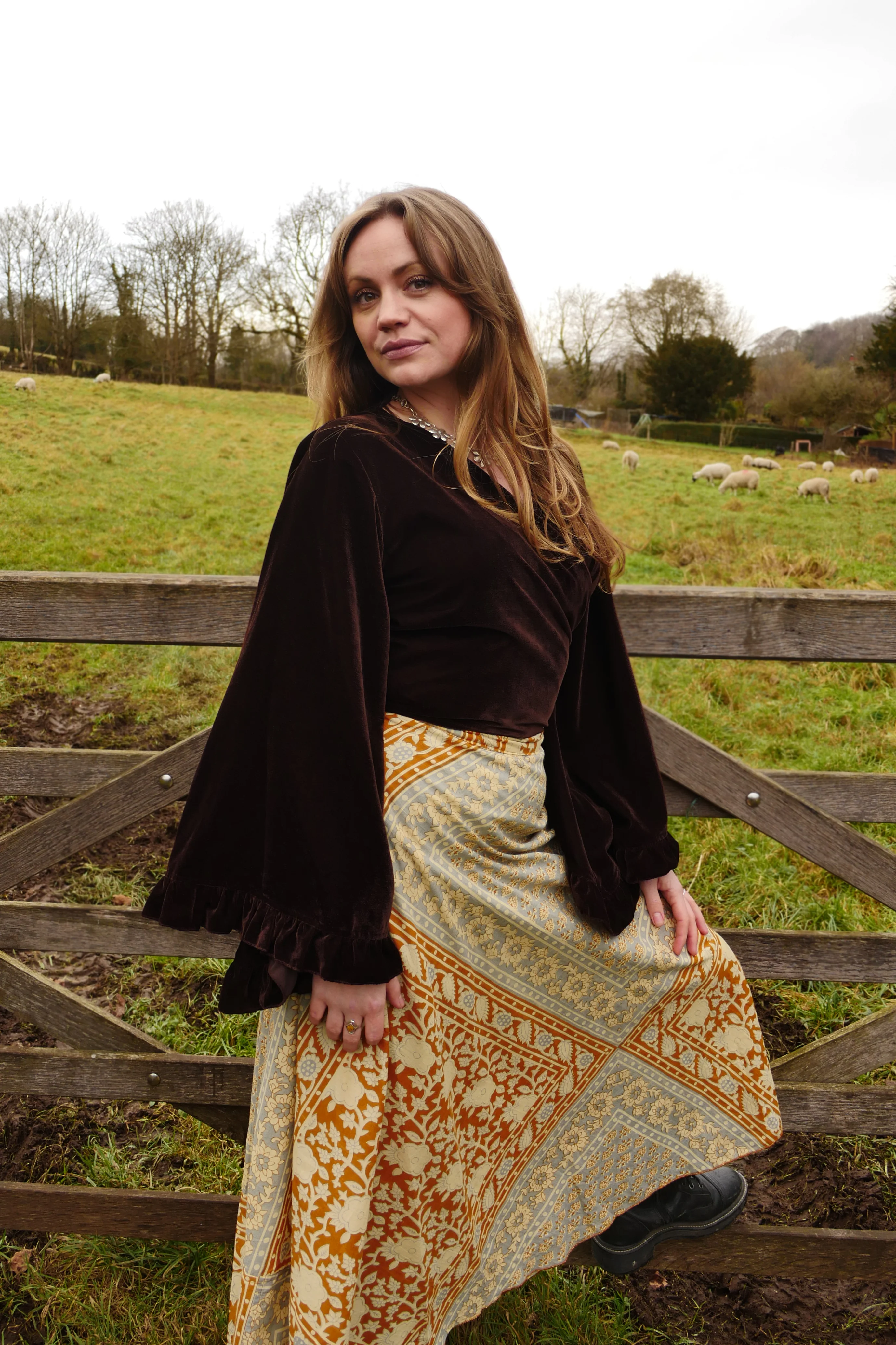 Khroma Venus Wrap Top in Chocolate Brown Velvet - Image 3