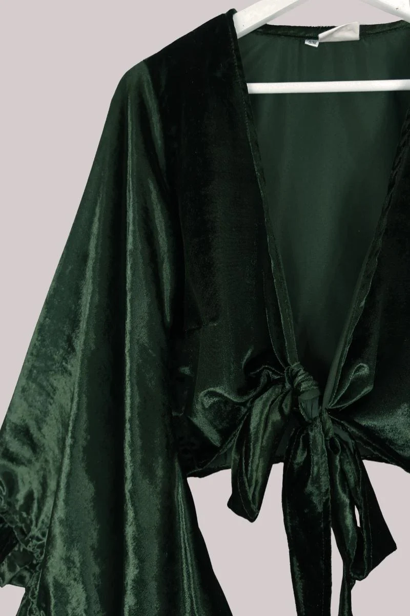 Khroma Venus Wrap Top in Diesel Green Ice Velvet - Image 4