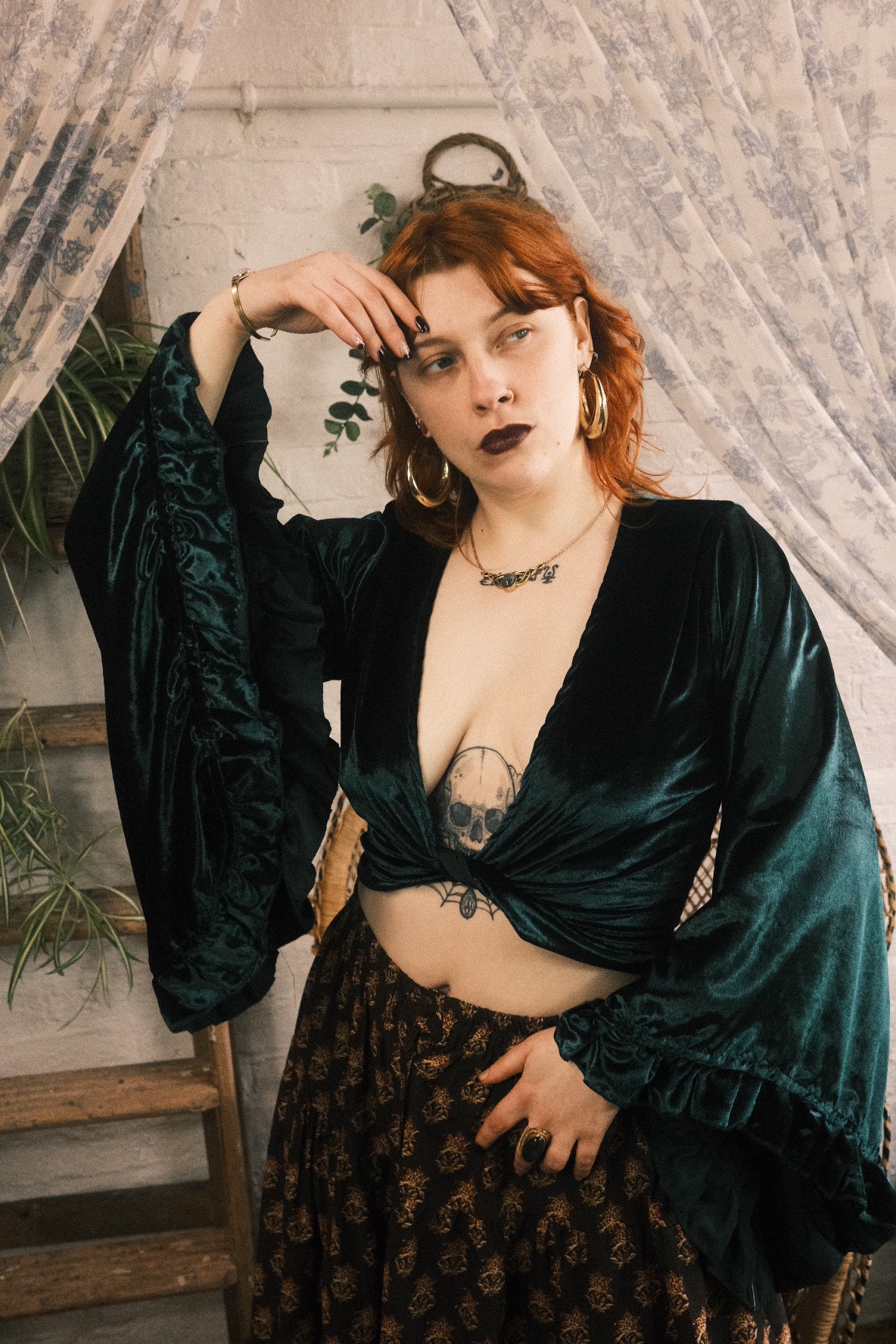 Khroma Venus Wrap Top in Diesel Green Ice Velvet - Image 5