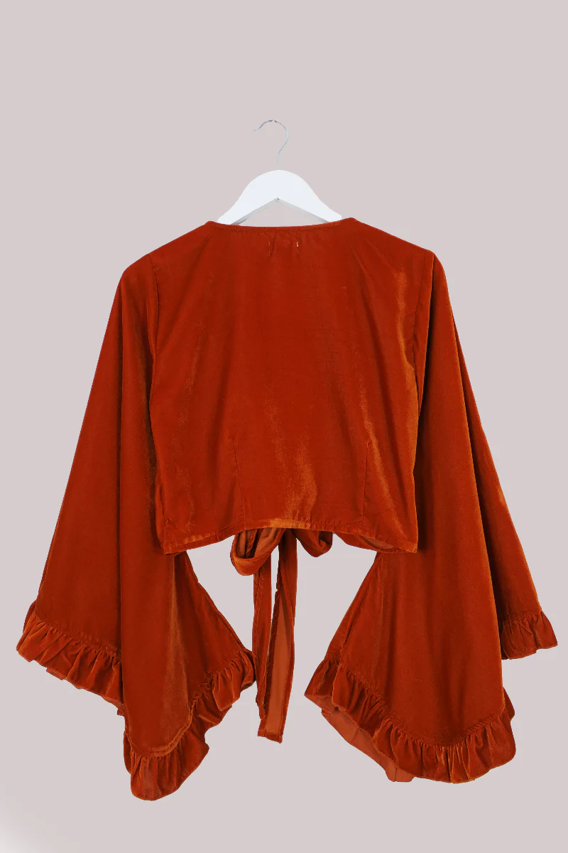 Khroma Venus Wrap Top in Marmalade Yellow Velvet - Image 5