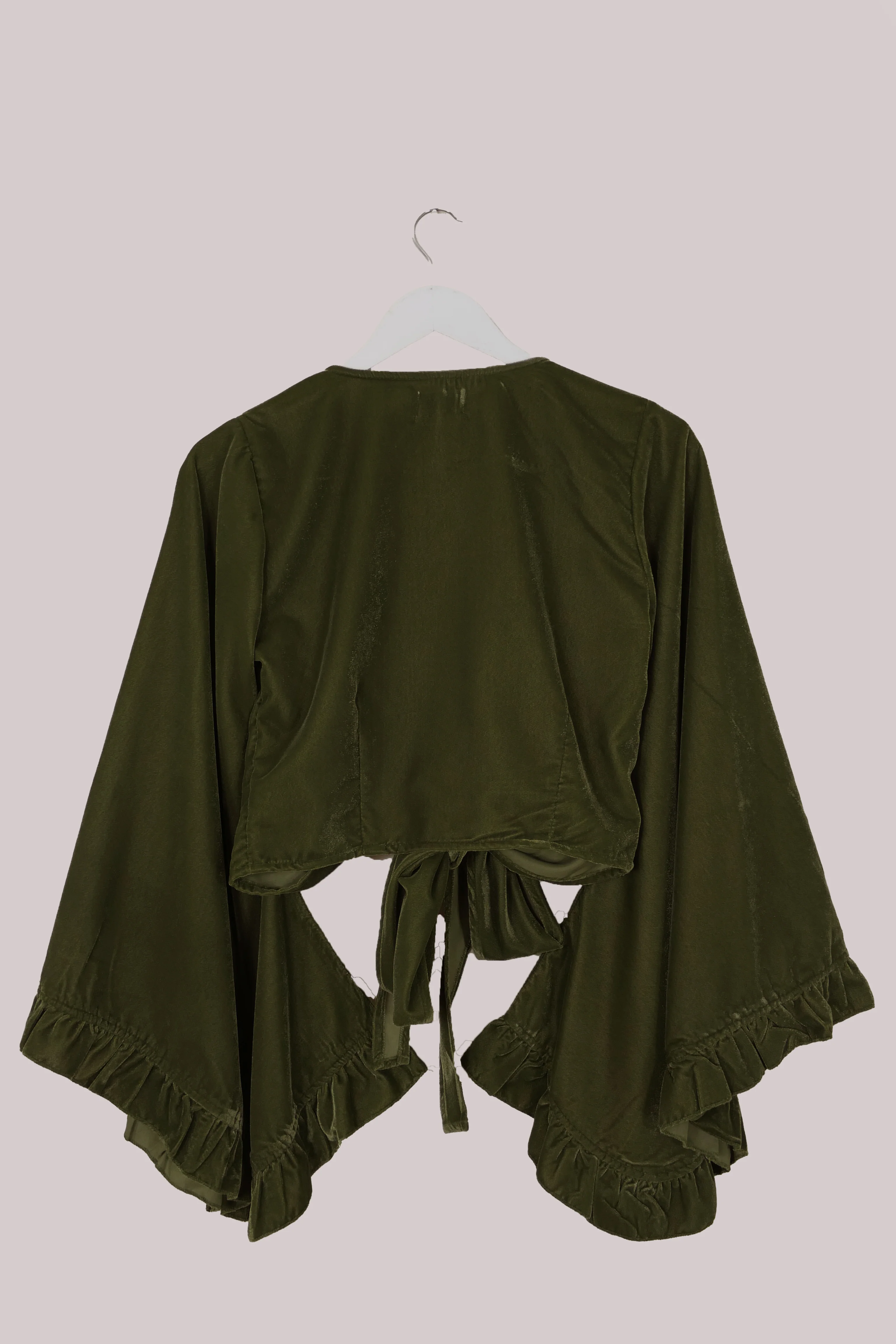 Khroma Venus Wrap Top in Olive Green Velvet - Image 4