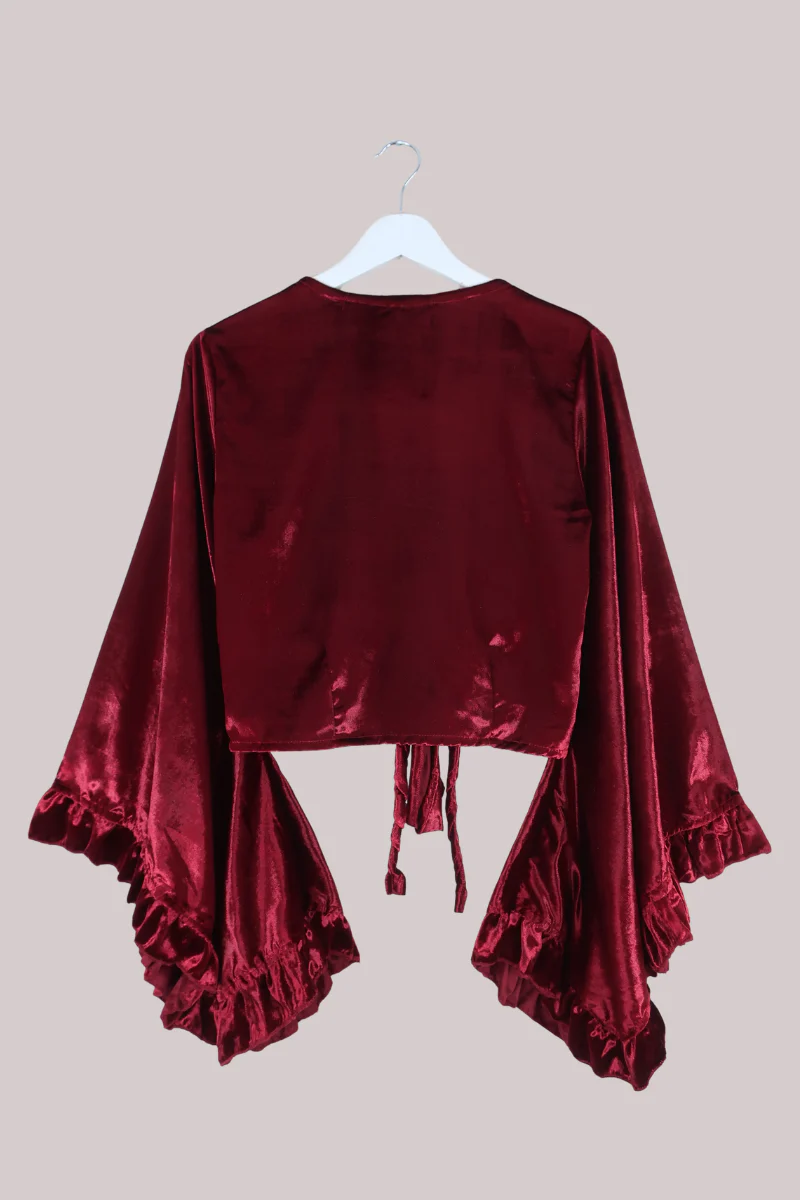 Khroma Venus Wrap Top in Ruby Red Ice Velvet - Image 4