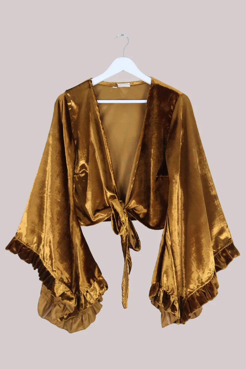 Khroma Venus Wrap Top in Signet Gold Ice Velvet - Image 2