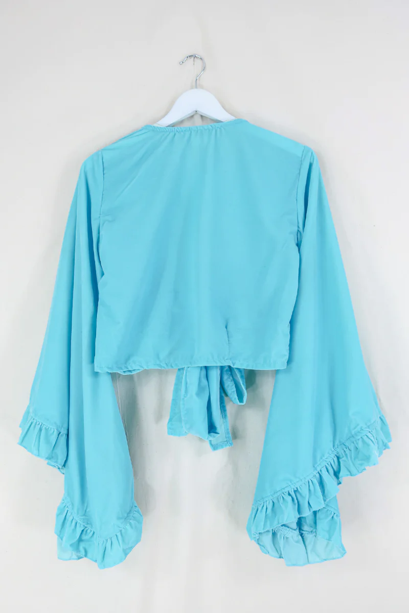 Khroma Venus Wrap Top in Sky Blue Velvet - Image 4