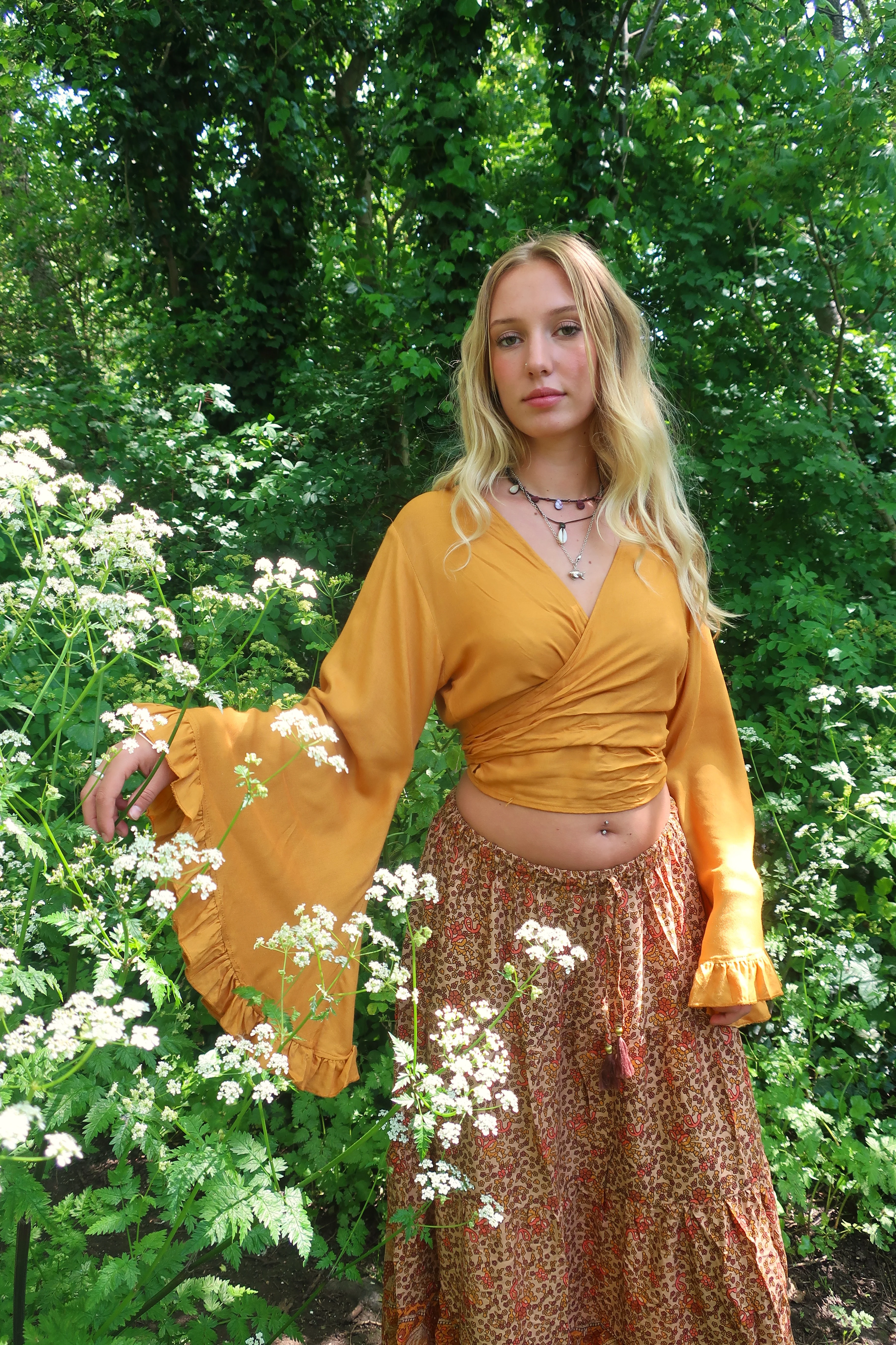 Khroma Venus Wrap Top in Mustard Yellow - Image 3