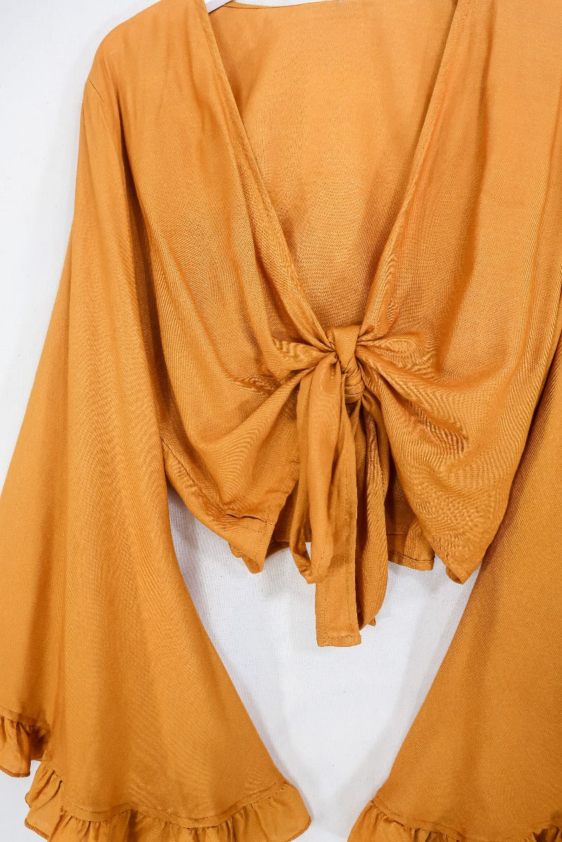 Khroma Venus Wrap Top in Mustard Yellow - Image 4