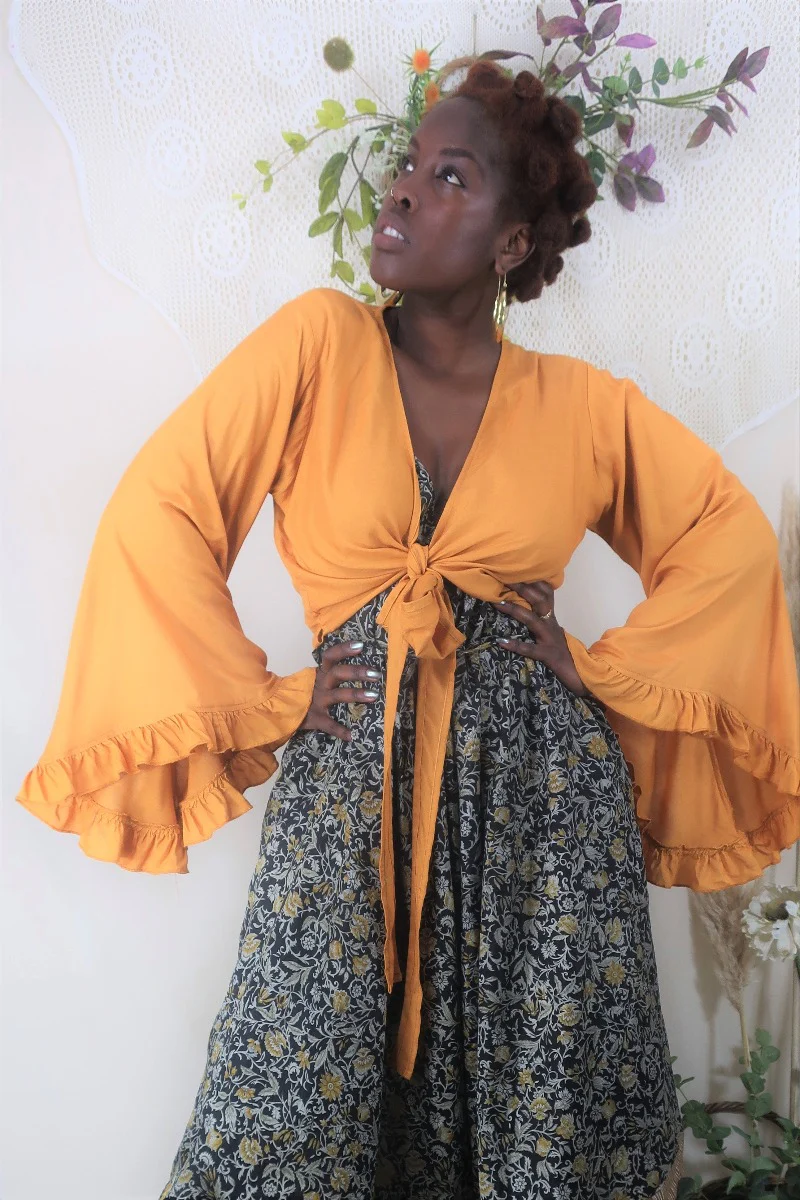 Khroma Venus Wrap Top in Mustard Yellow - Image 7