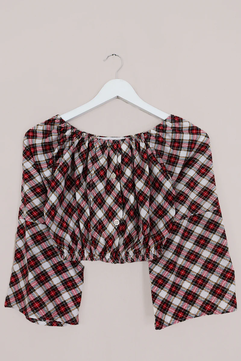 Kitty Reclaimed Crop Top in Kilt Tartan - Free Size S