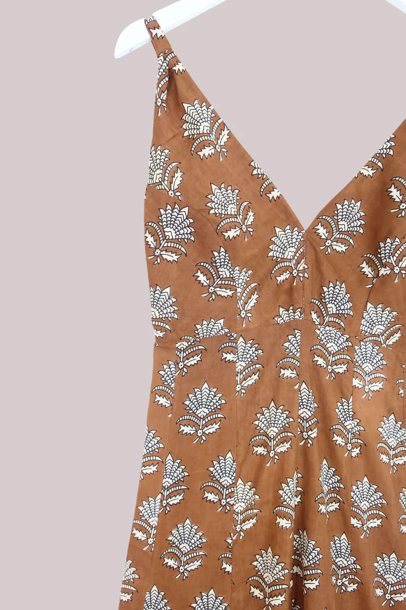 Laura Maxi Dress in Tan Palm Leaf - Image 4