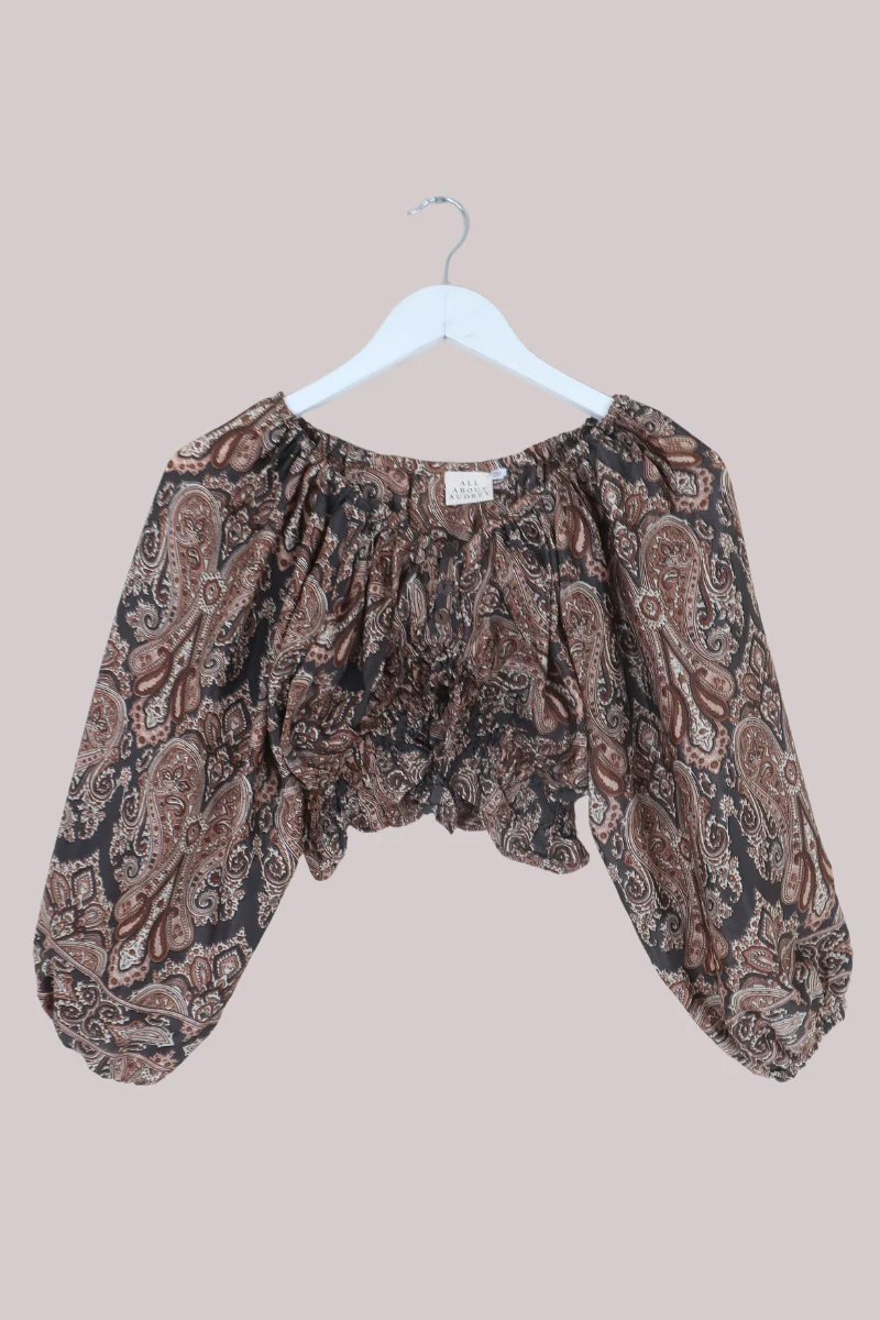 Libra Crop Top in Fitzgerald Bronze Mandala Paisley - Image 2