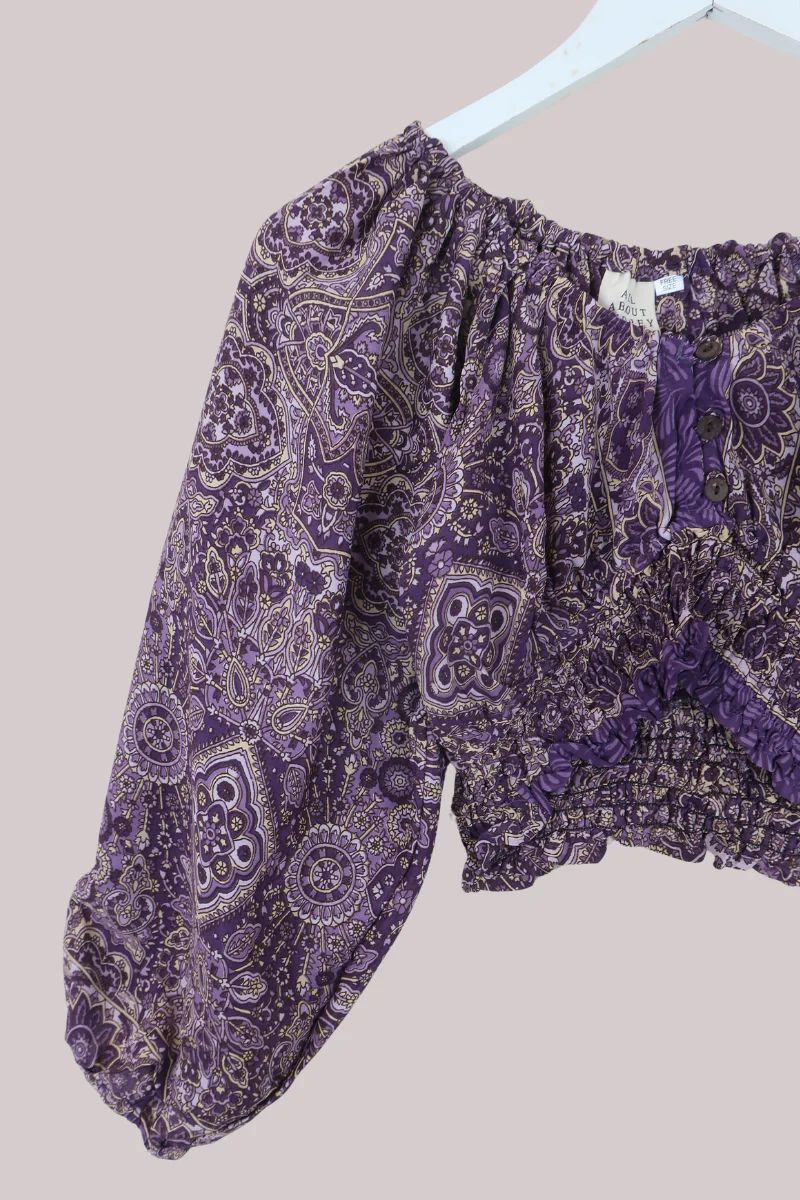 Libra Crop Top in Joplin Purple Mandala - Image 4