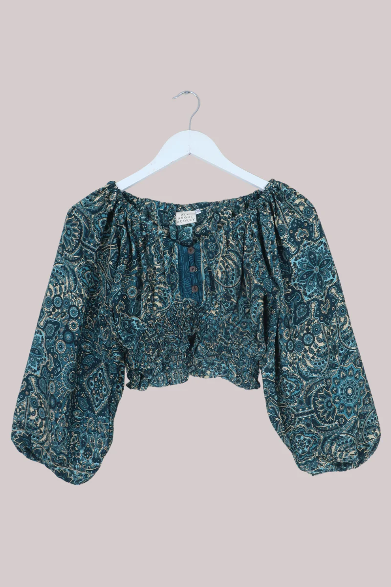 Libra Crop Top in Simone Blue Mandala - Image 2